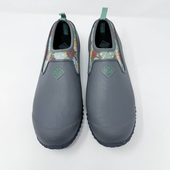 Muck Boots Gray Muckster II Low Slip On Boots Size 10 Waterproof Floral Accent - Picture 2 of 10